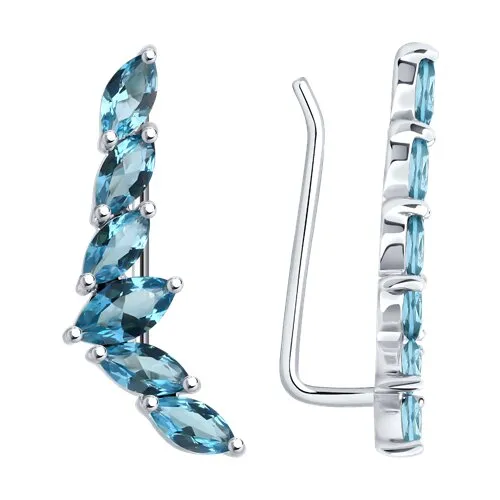 Серьги из серебра с камнями Ситал London (синт.)