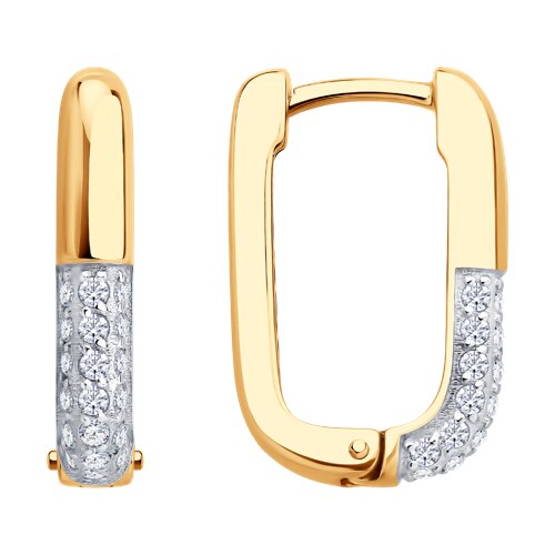 Cercei Creole din aur roșu cu pietre Cubic Zirconia Incolor