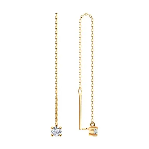 Cercei Lanț din aur roșu cu Cubic Zirconia Incolor
