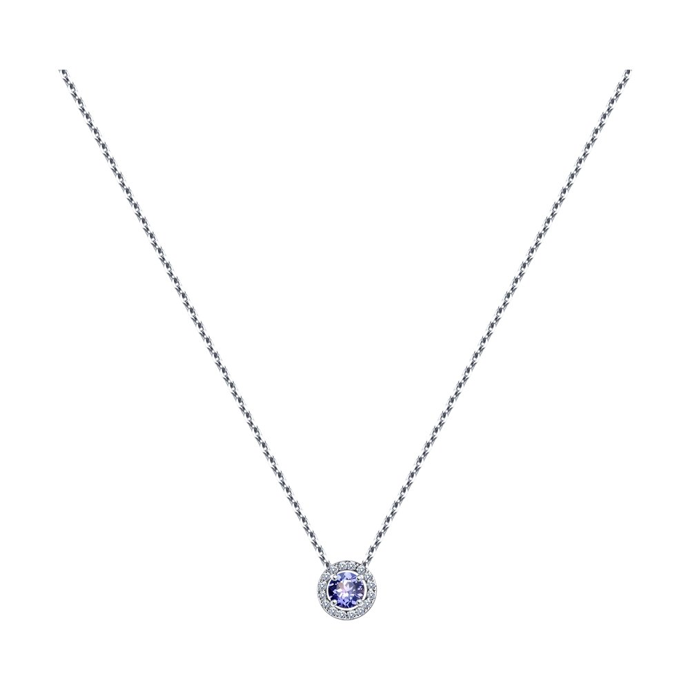 Colier din aur alb cu pietre Diamant, Tanzanit