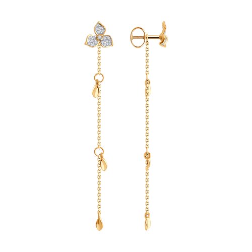 Cercei Pusete din aur roșu cu pietre Cubic Zirconia Incolor