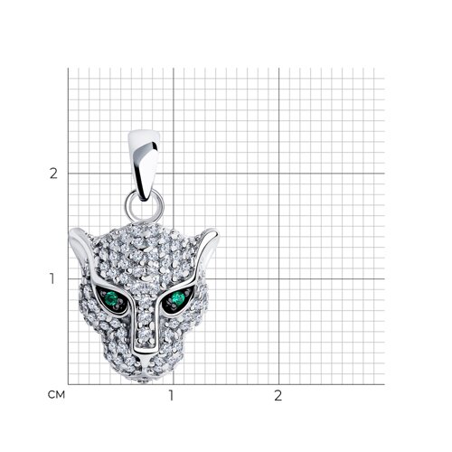 Pandantiv din argint  cu pietre Cubic Zirconia Incolor, Cubic Zirconia Verde