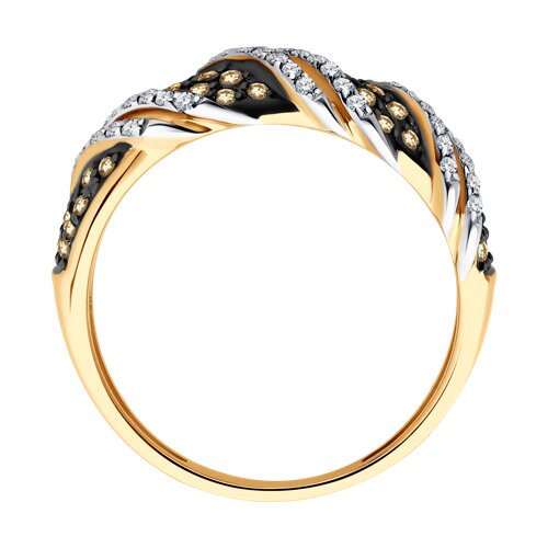 Кольцо из красного золота с камнями Бриллиант, Бриллиант коньяк