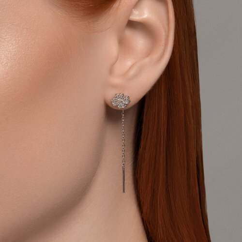 Cercei Lanț din argint  cu pietre Cubic Zirconia Incolor