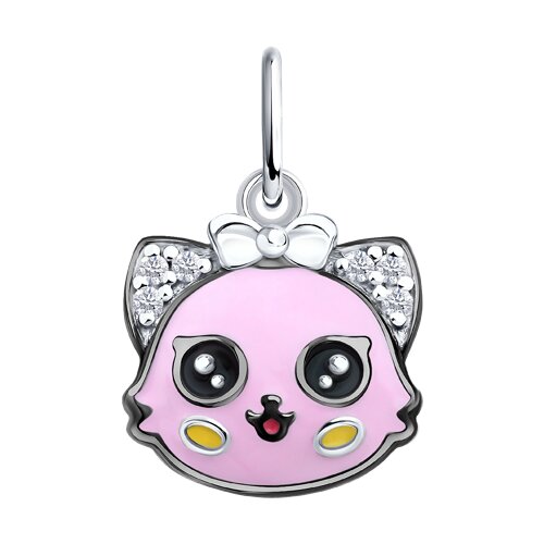 Подвеска из серебра с камнями Фианит, Эмаль