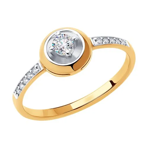 Inel din aur alb și roșu cu Cubic Zirconia Incolor
