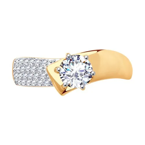 Inel din aur roșu cu Cubic Zirconia Incolor