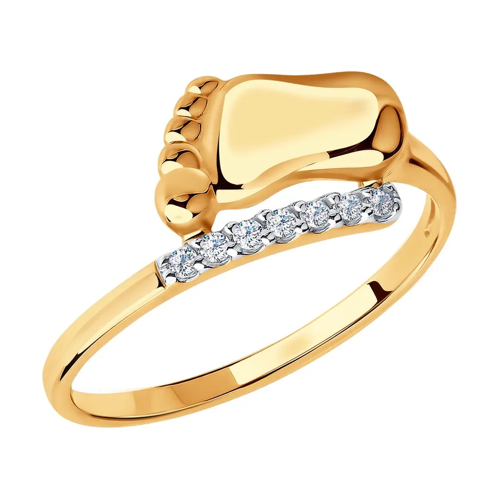 Inel din aur roșu cu Cubic Zirconia Incolor