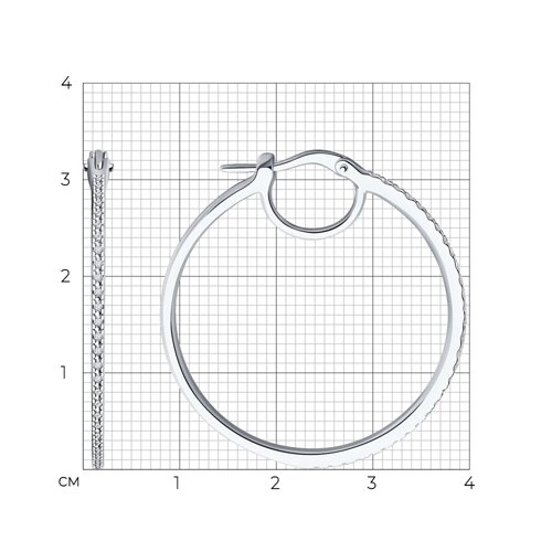 Серьги Конго из белого золота с камнями Бриллиант