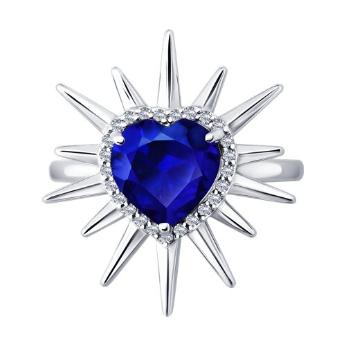 Кольцо из белого золота с камнями Бриллиант, Сапфир