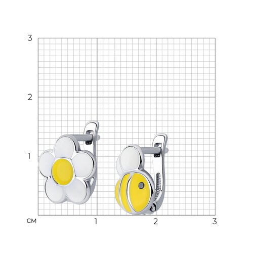 Детские серьги из серебра с камнями Эмаль