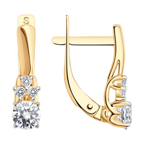 Cercei din aur roșu cu pietre Cubic Zirconia Incolor