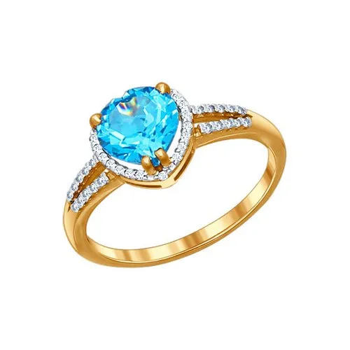 Inel din aur roșu cu Cubic Zirconia Incolor, Topaz Swiss