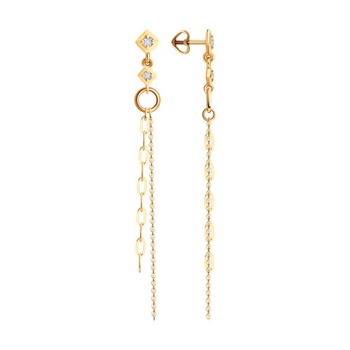 Cercei Pusete din aur roșu cu pietre Cubic Zirconia Incolor