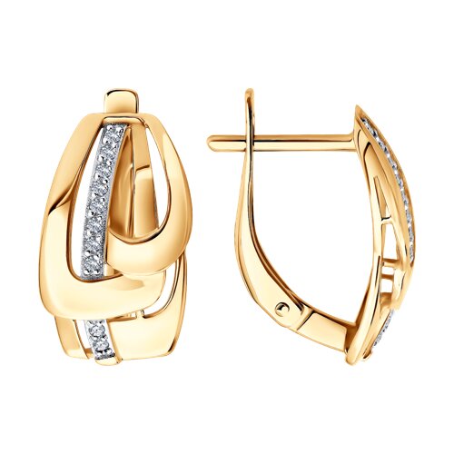 Cercei din aur roșu cu pietre Cubic Zirconia Incolor