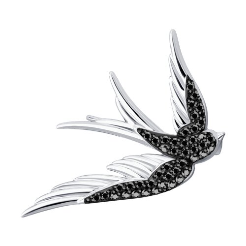 Broșă din aur alb cu pietre Diamant negru