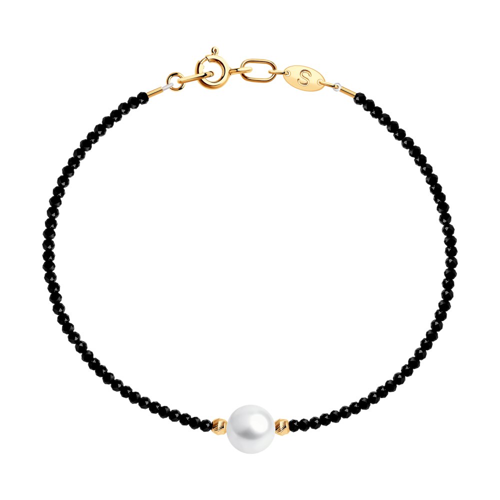 Brățară din aur roșu cu pietre Perla Albă, Spinel natural