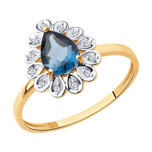 Inel din aur roșu cu pietre Diamant, Topaz London