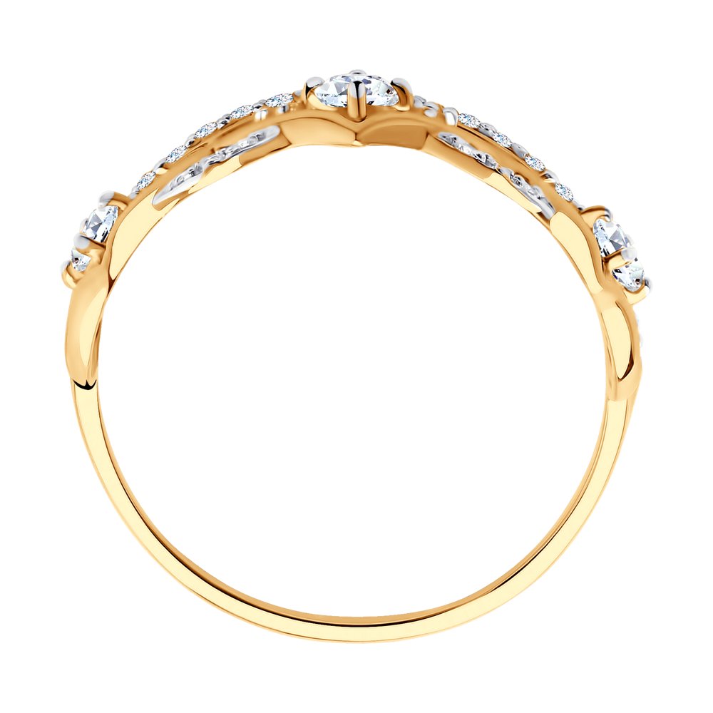 Inel din aur roșu cu pietre Cubic Zirconia Incolor