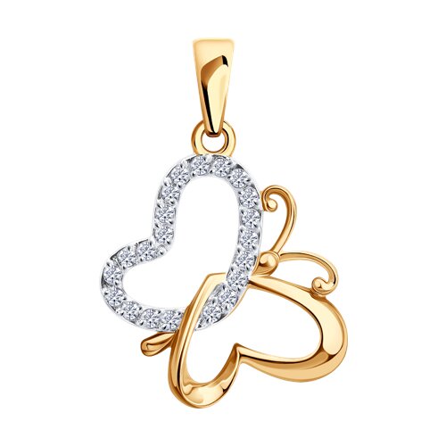 Pandantiv din aur roșu cu pietre Cubic Zirconia Incolor