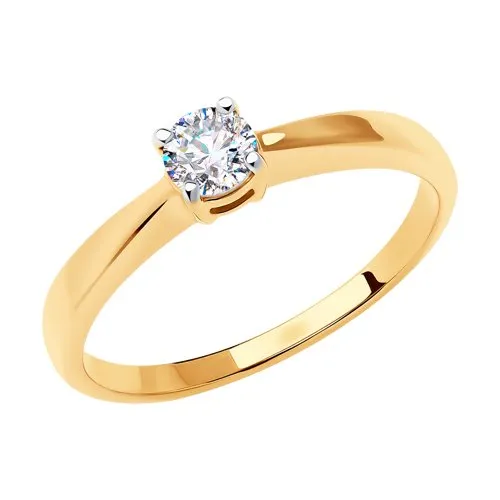 Inel din aur roșu cu Cubic Zirconia Incolor