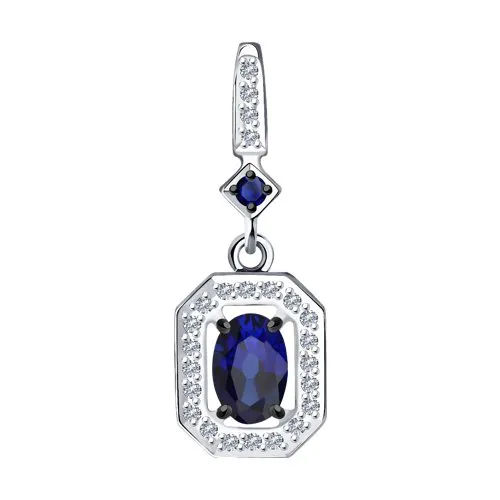 Pandantiv din aur alb cu Diamant, Safir