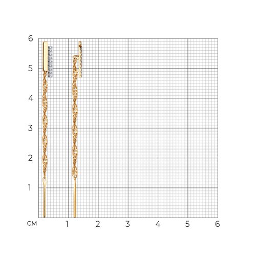 Серьги Продёвки из красного золота с камнями Фианит