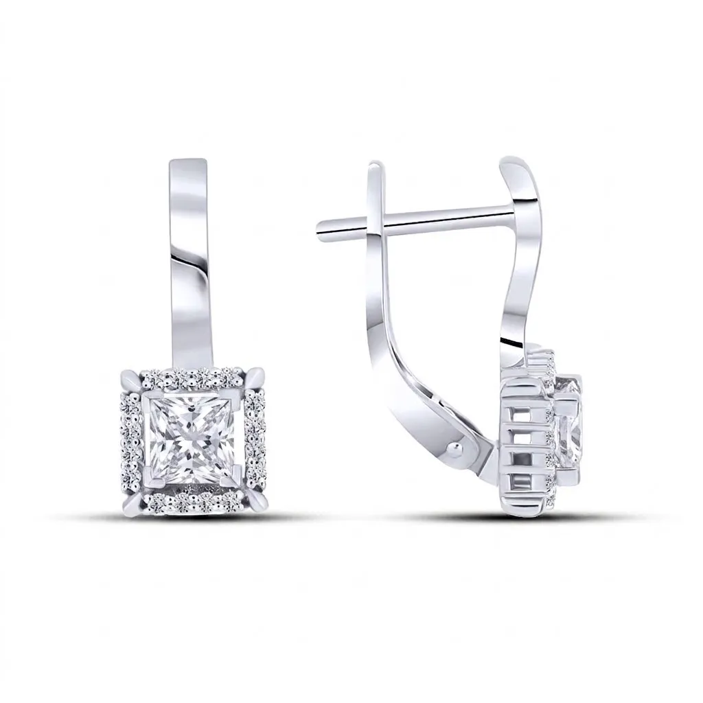 Cercei din aur alb cu Cubic Zirconia Incolor