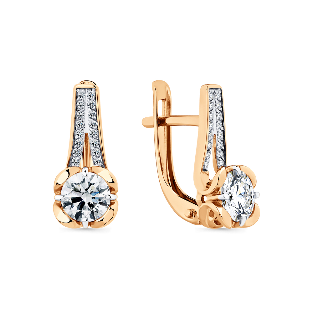 Cercei din aur roșu cu Cubic Zirconia Incolor