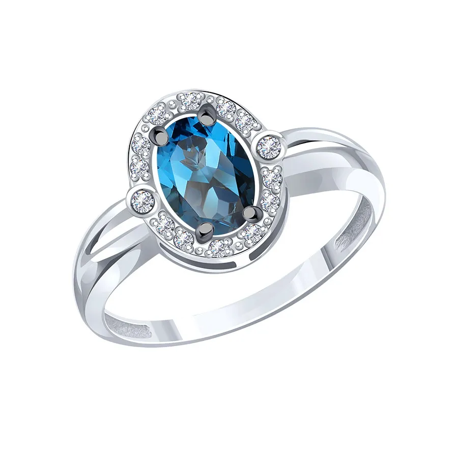 Inel din aur alb cu Cubic Zirconia Incolor, Topaz London