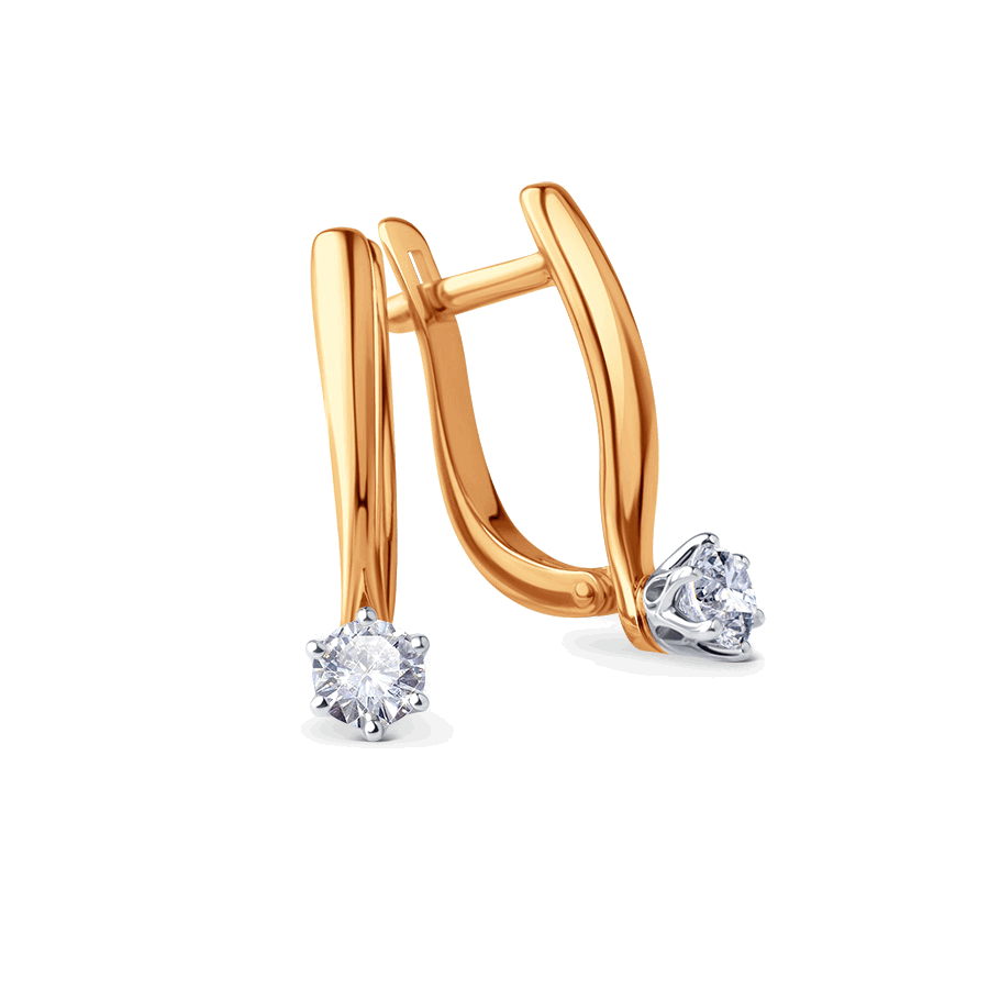 Cercei din aur alb și roșu cu pietre Diamant