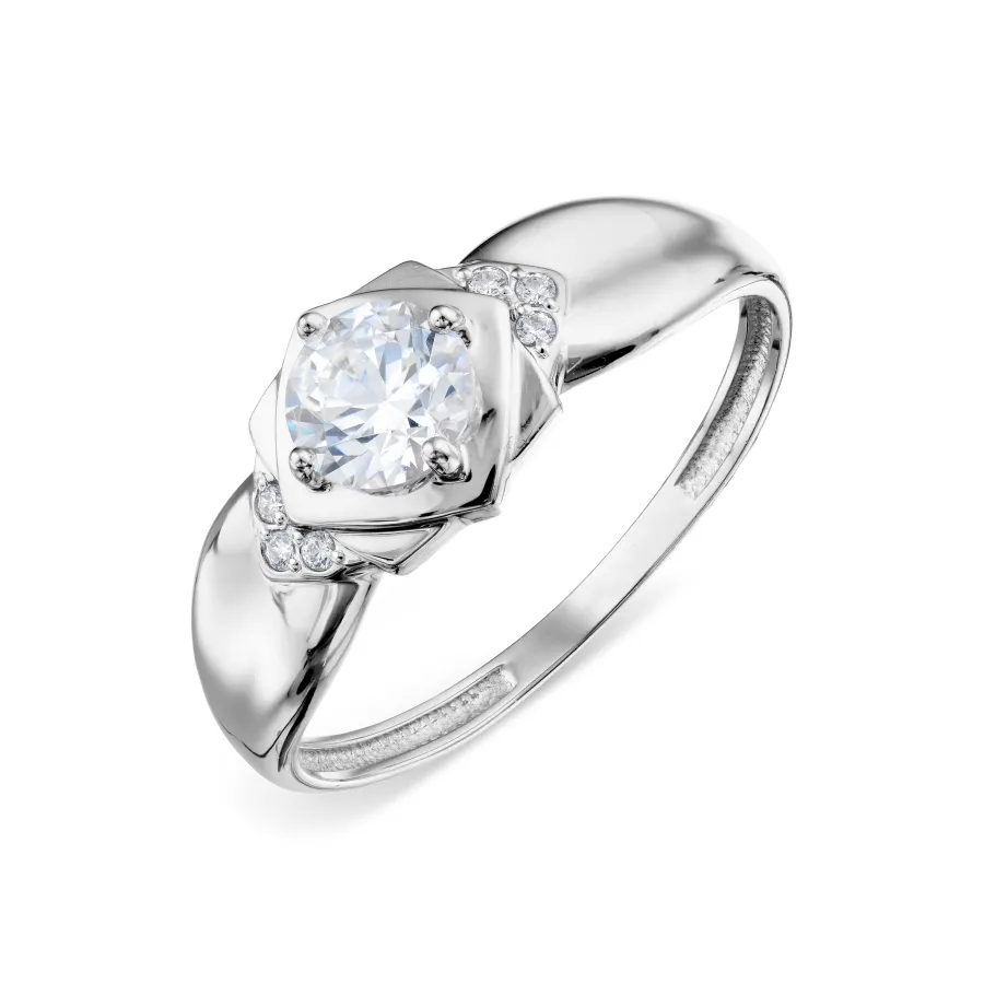 Inel din aur alb cu Cubic Zirconia Incolor