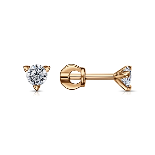 Серьги Пусеты из красного золота с камнями Фианит