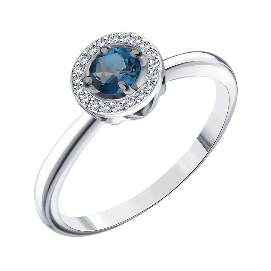 Inel din aur alb cu Diamant, Topaz London