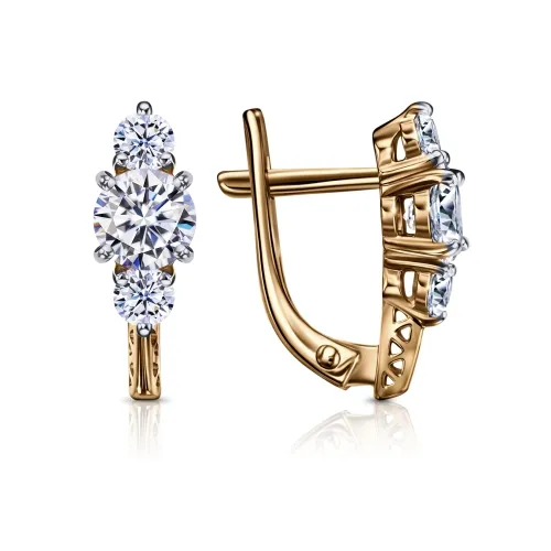 Cercei din aur roșu cu Cubic Zirconia Incolor