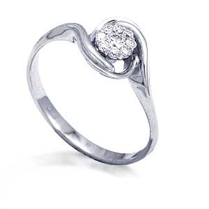 Inel din aur alb cu pietre Diamant