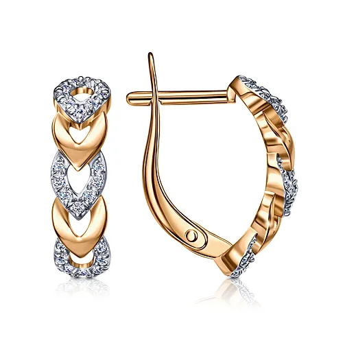 Cercei din aur roșu cu Cubic Zirconia Incolor