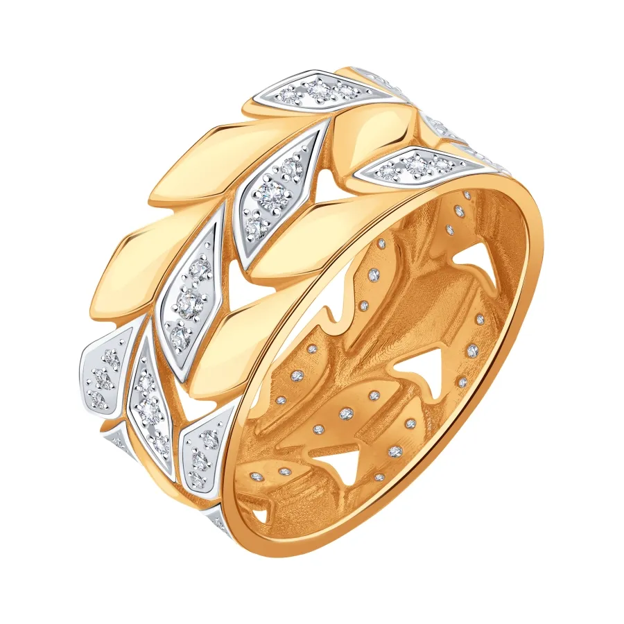 Inel din aur roșu cu Cubic Zirconia Incolor