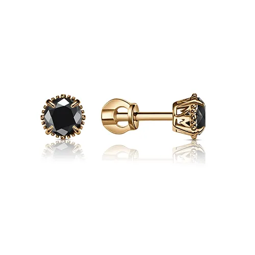 Cercei Pusete din aur roșu cu Cubic Zirconia Negru