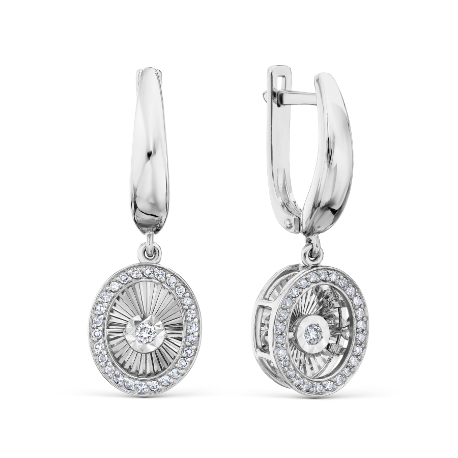 Cercei Suspendați din aur alb cu pietre Diamant