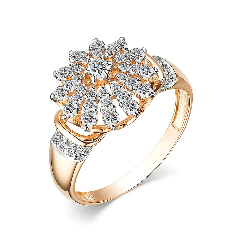 Inel din aur roșu cu Cubic Zirconia Incolor