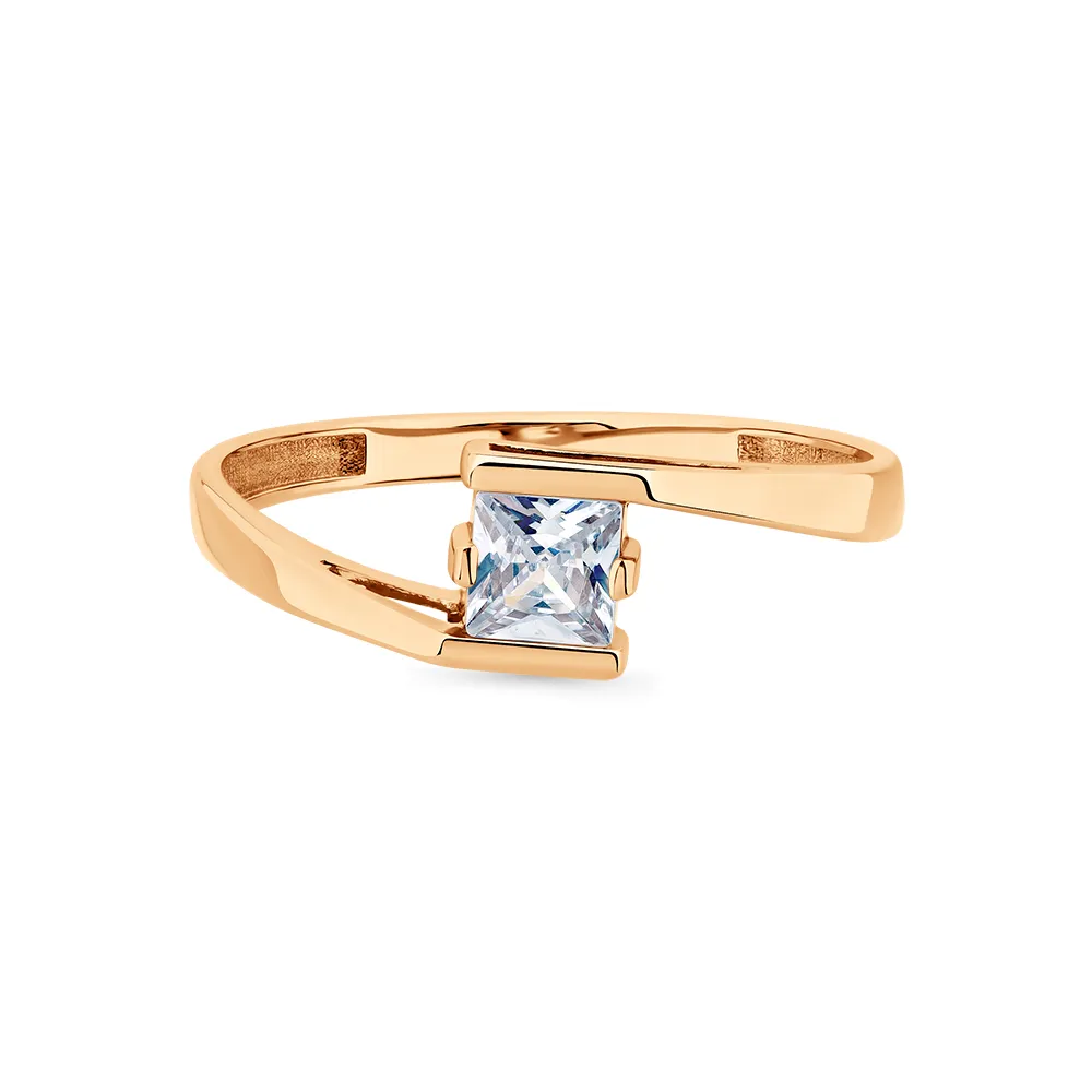 Inel din aur roșu cu Cubic Zirconia Incolor