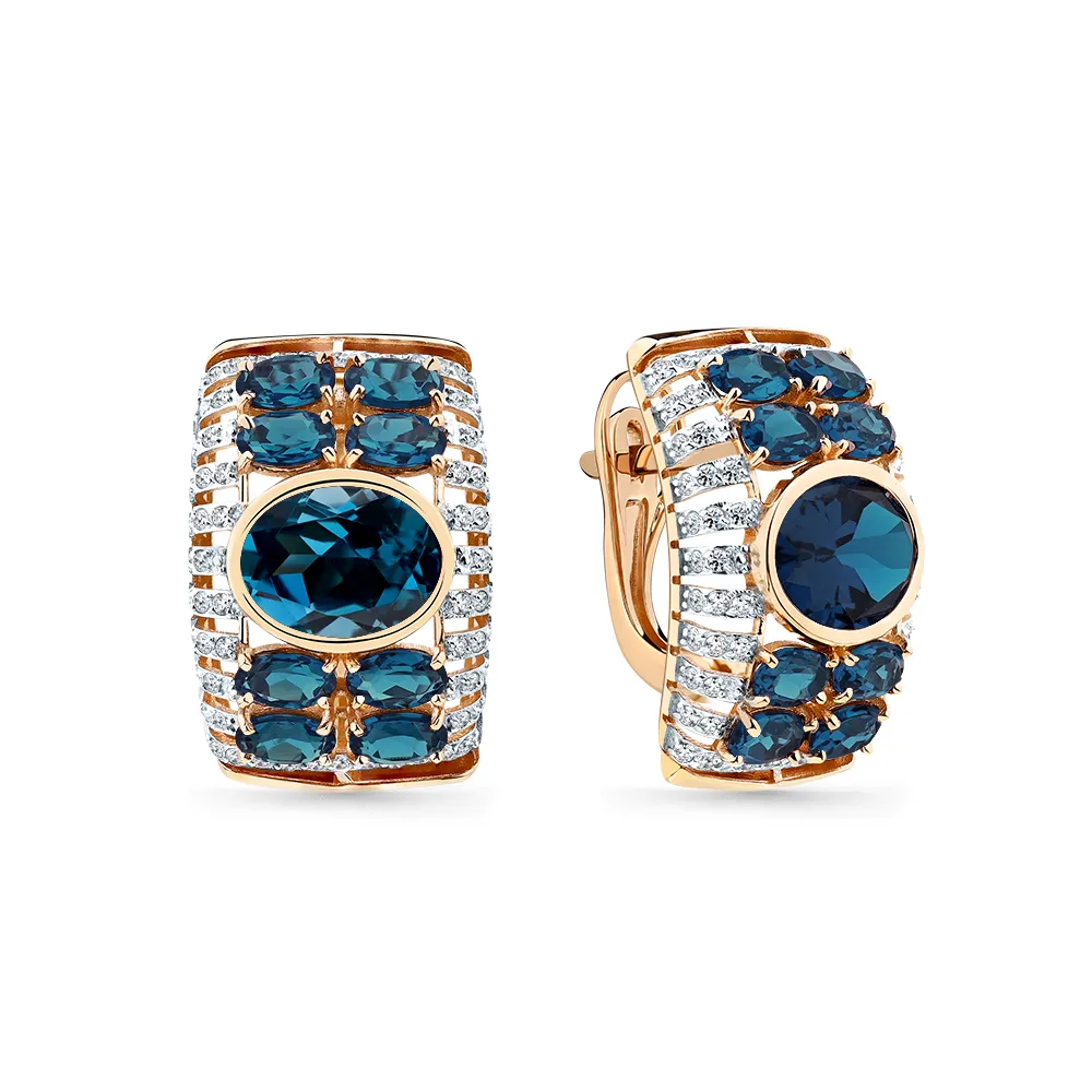 Cercei din aur roșu cu Cubic Zirconia Incolor, Topaz London
