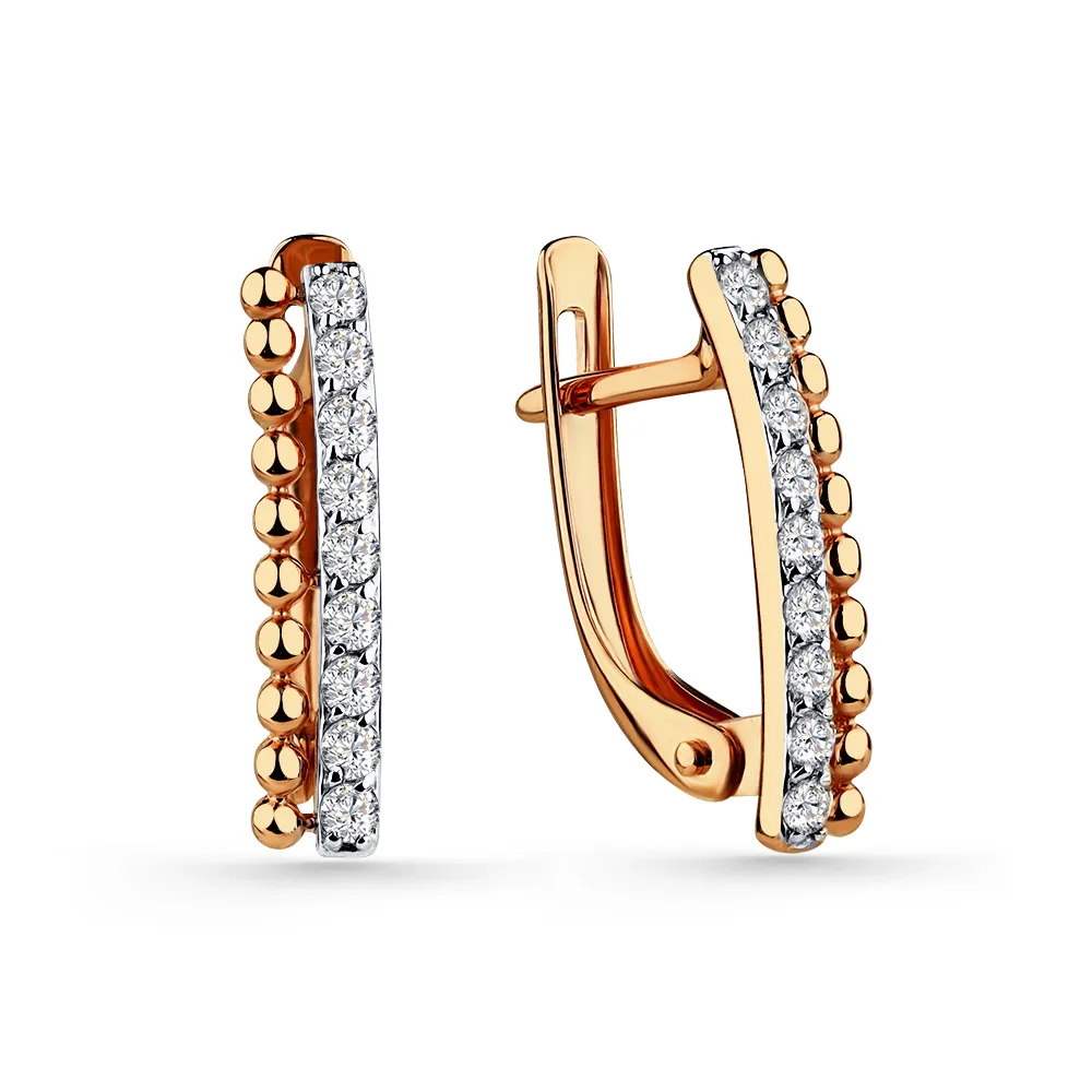 Cercei din aur roșu cu Cubic Zirconia Incolor
