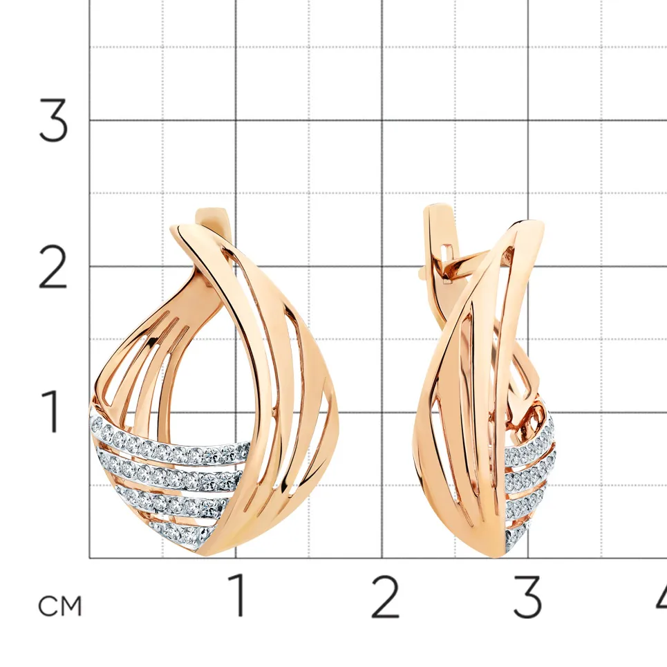 Cercei din aur roșu cu Cubic Zirconia Incolor