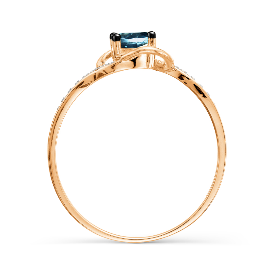 Inel din aur roșu cu pietre Cubic Zirconia Incolor, Topaz London