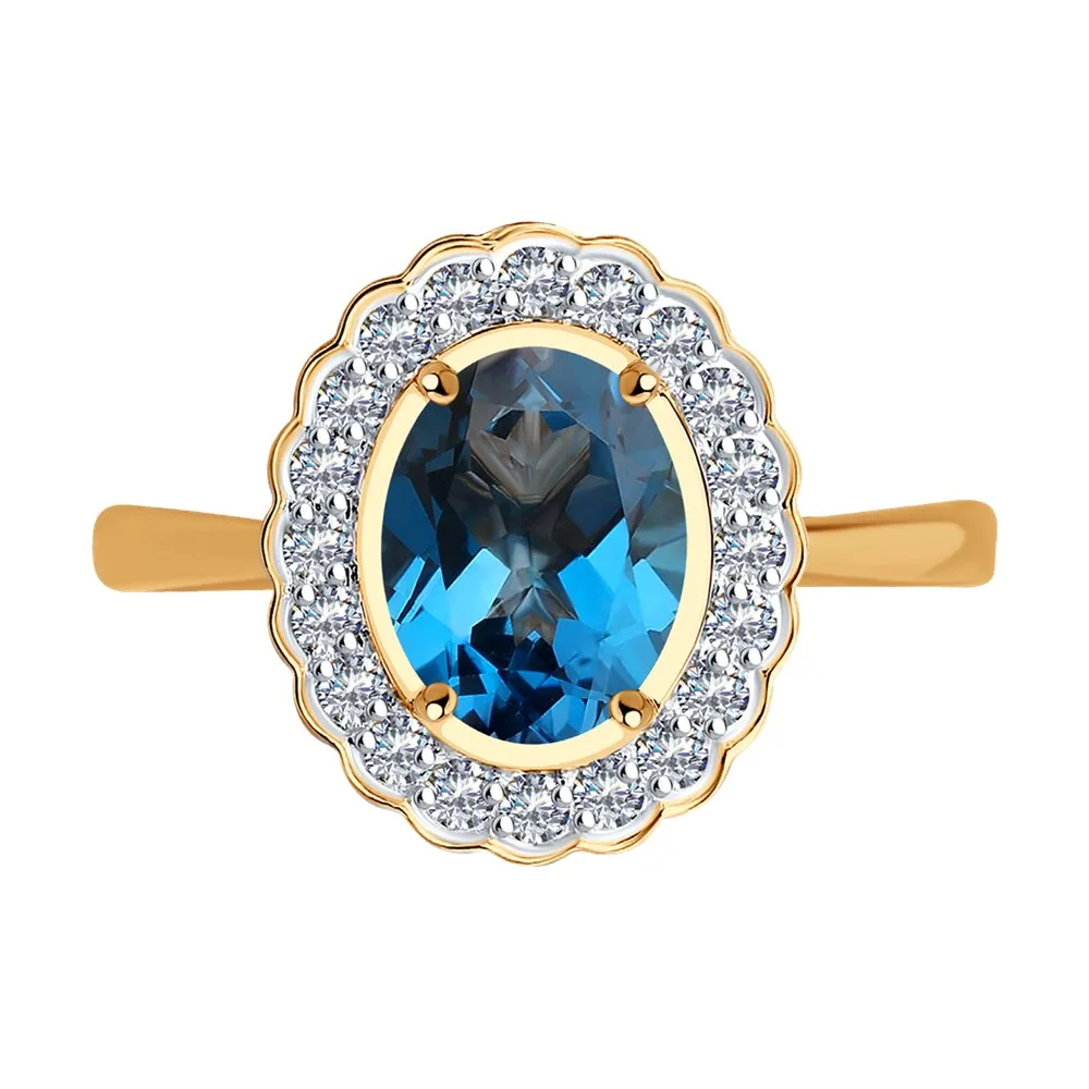 Inel din aur roșu cu Cubic Zirconia Incolor, Topaz London