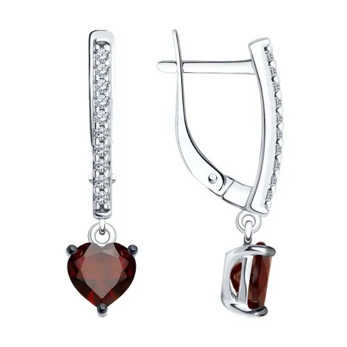 Cercei Suspendați din argint cu Cubic Zirconia Incolor, Granat