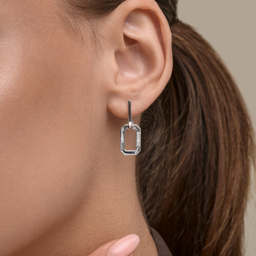 Cercei Suspendați din aur alb cu pietre Diamant