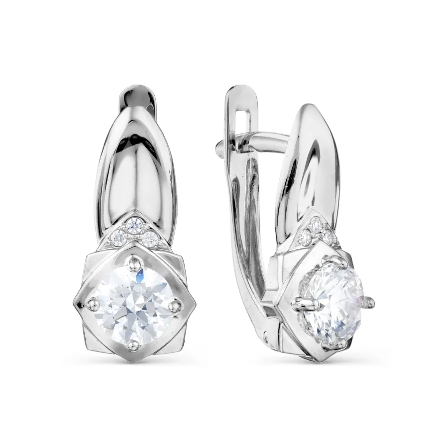 Cercei din aur alb cu Cubic Zirconia Incolor